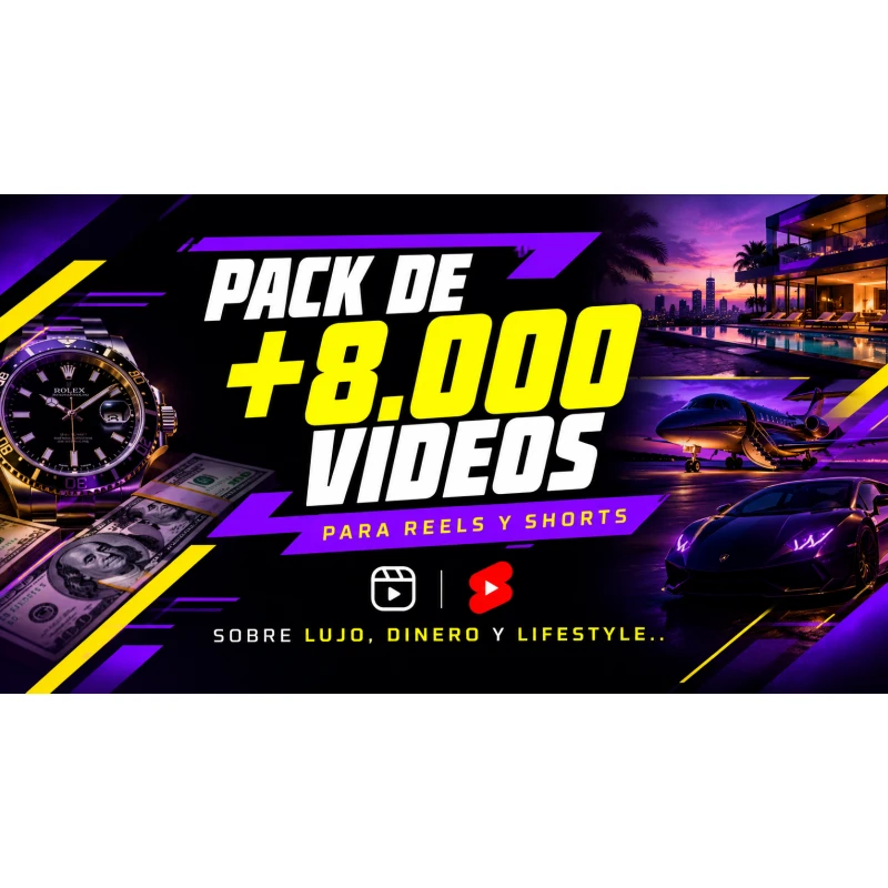 Pack de +8.000 videos para Reels y Shorts sobre lujo, dinero y lifestyle